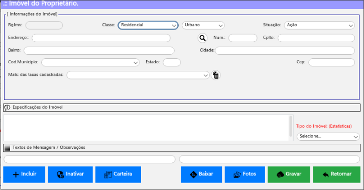 Cadastro de Imóveis